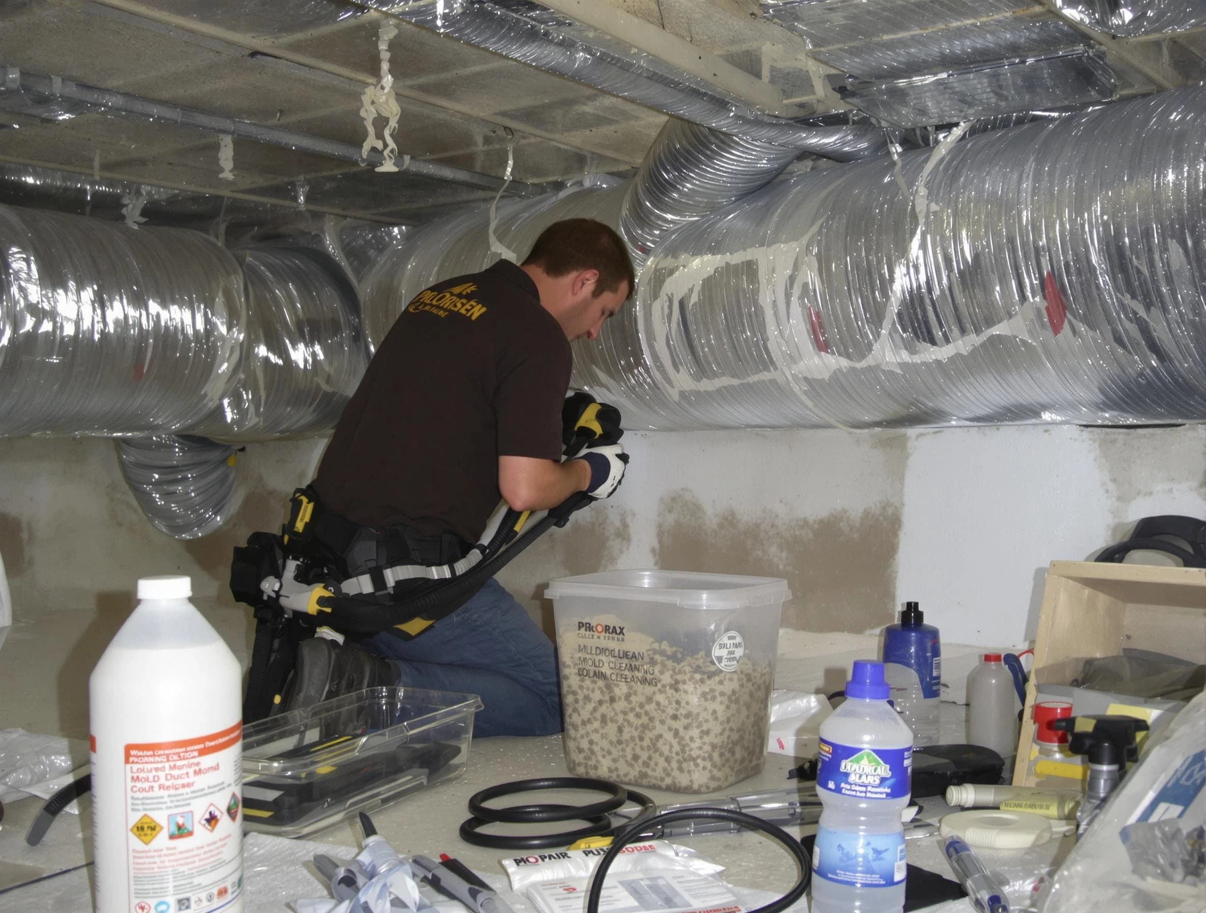 Holladay Air Duct Cleaning specialist performing professional mold removal from air ducts in Holladay