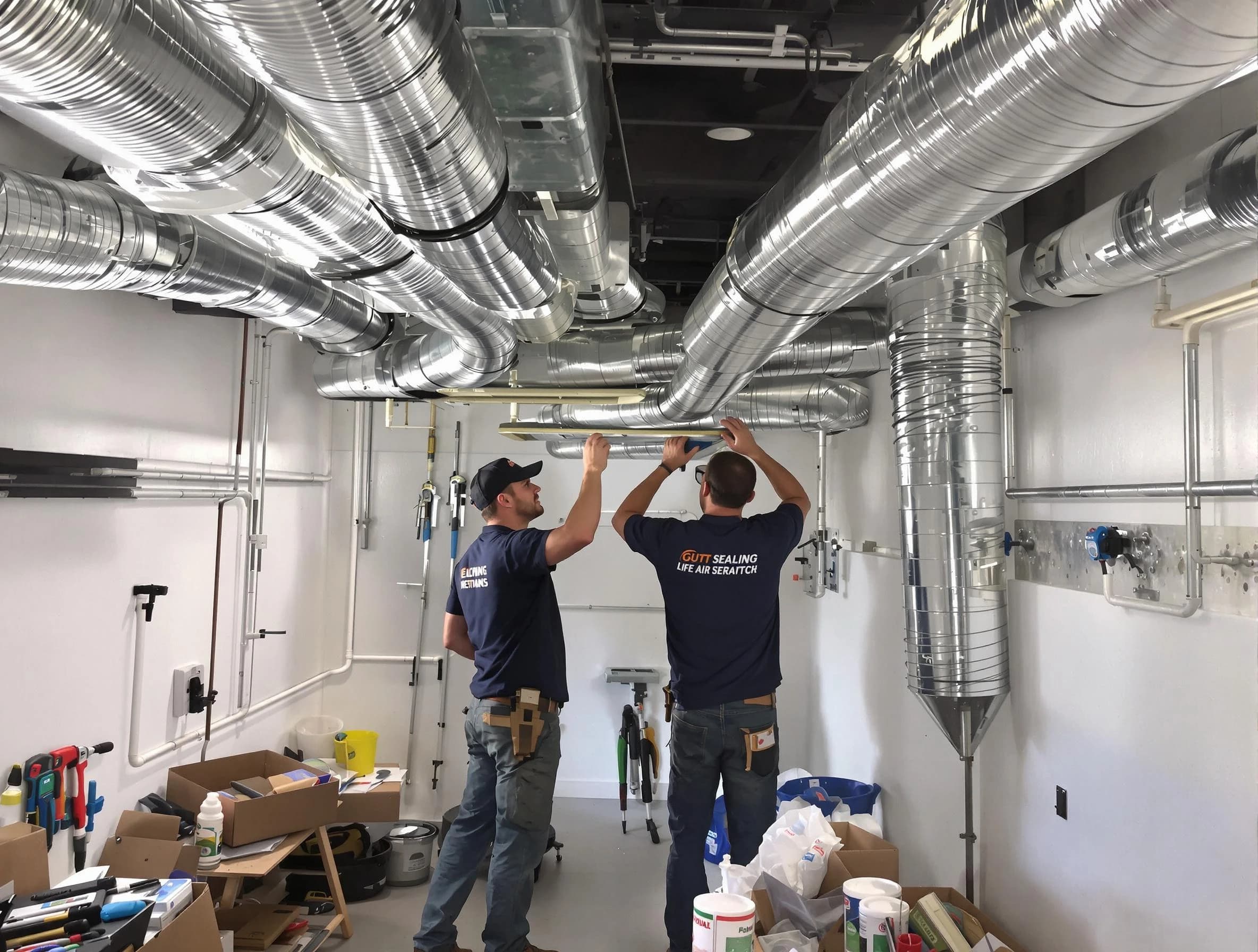 Holladay Air Duct Cleaning technician applying professional duct sealing solutions in Holladay