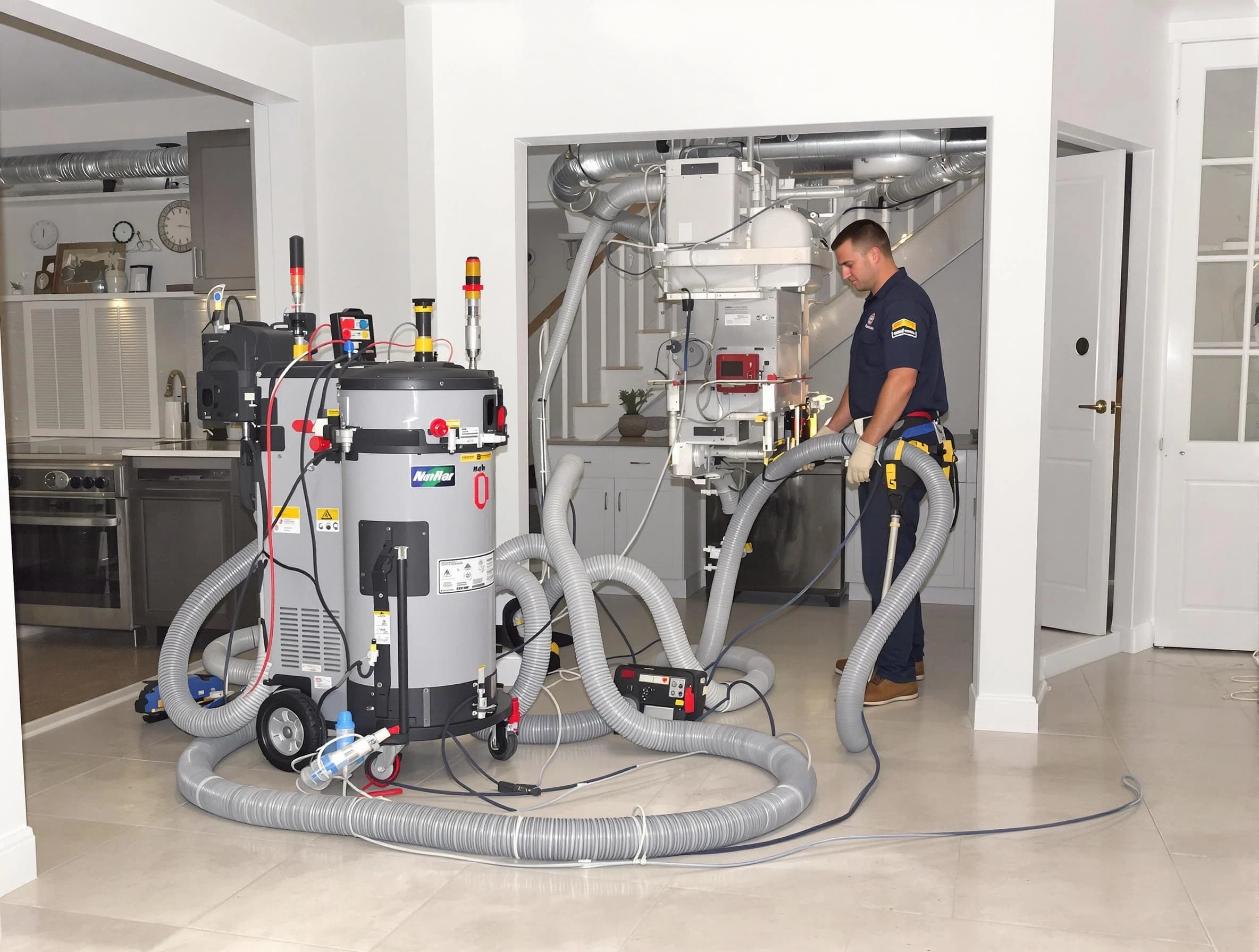 Holladay Air Duct Cleaning technician operating negative pressure cleaning equipment for thorough duct maintenance in Holladay