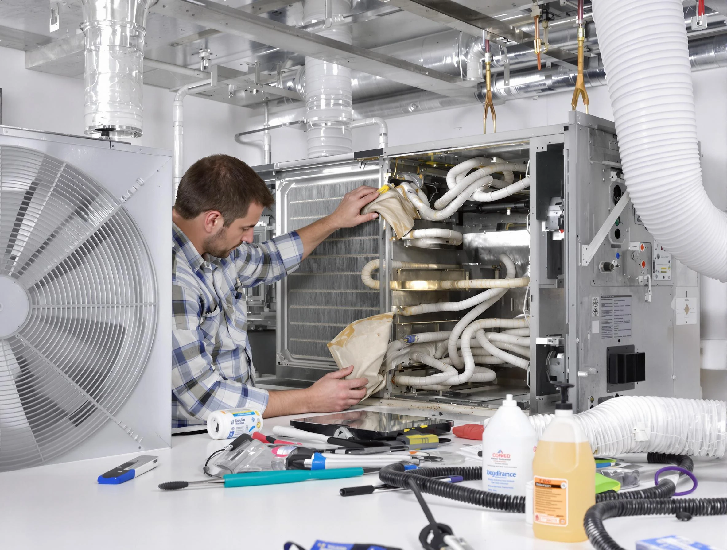 Holladay Air Duct Cleaning specialist performing precision AC coil cleaning in Holladay