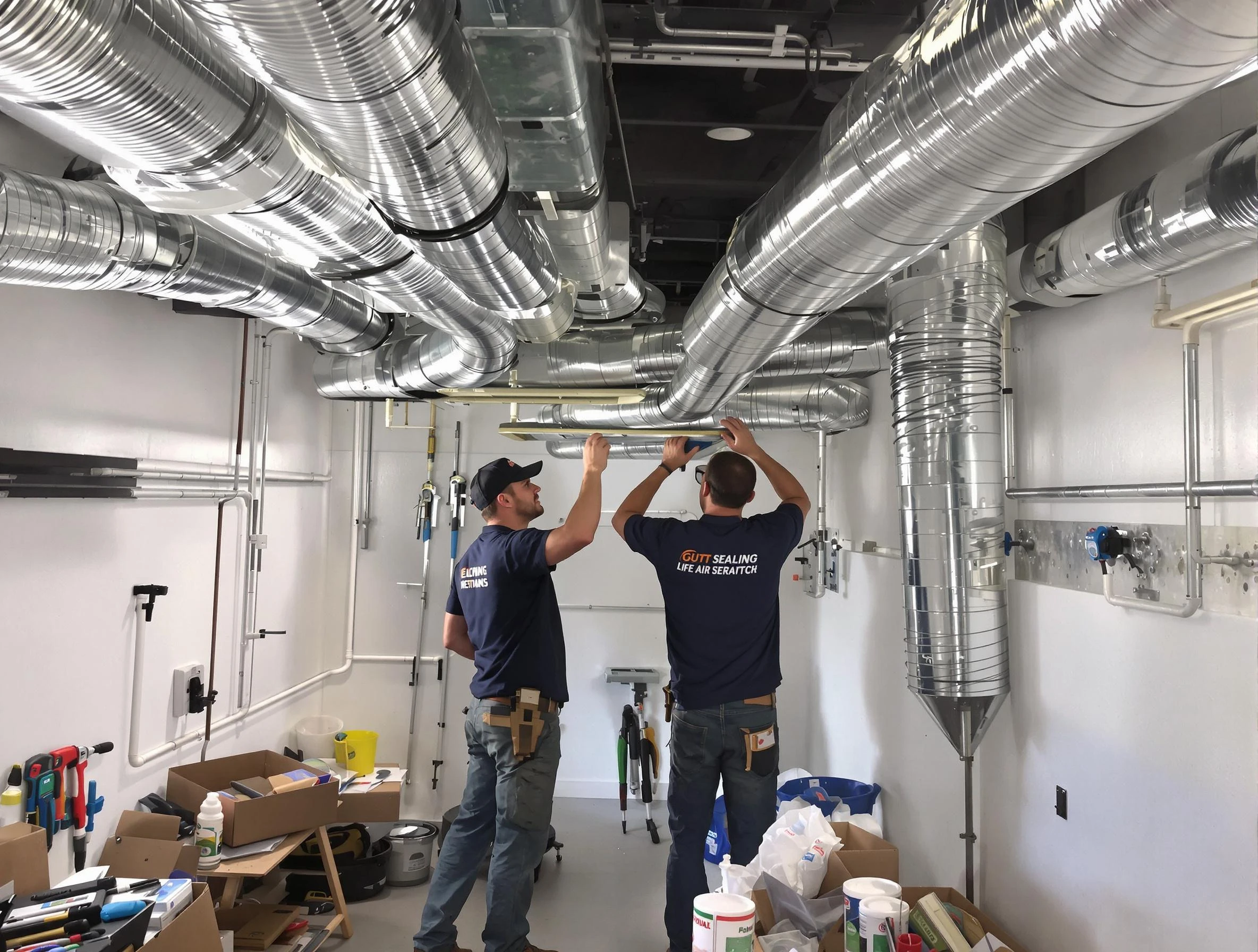 Holladay Air Duct Cleaning technician applying professional duct sealing solutions in Holladay