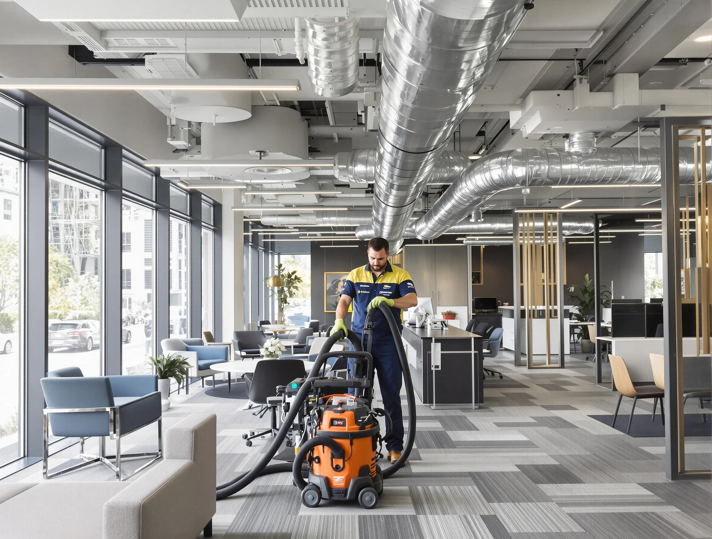 Holladay Air Duct Cleaning team performing thorough commercial duct cleaning at a Holladay business center