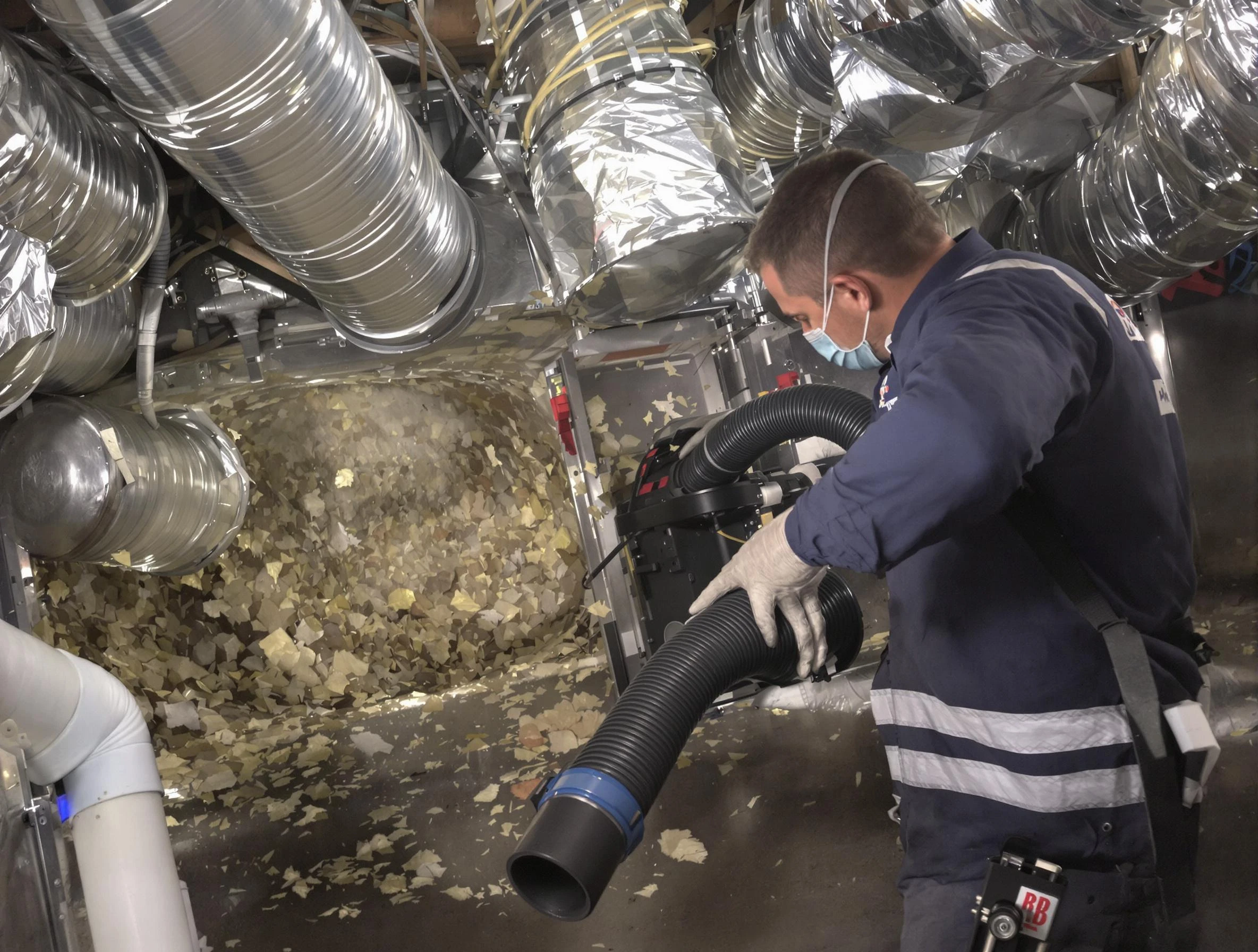 Holladay Air Duct Cleaning specialist operating negative pressure cleaning equipment for thorough duct maintenance in Holladay